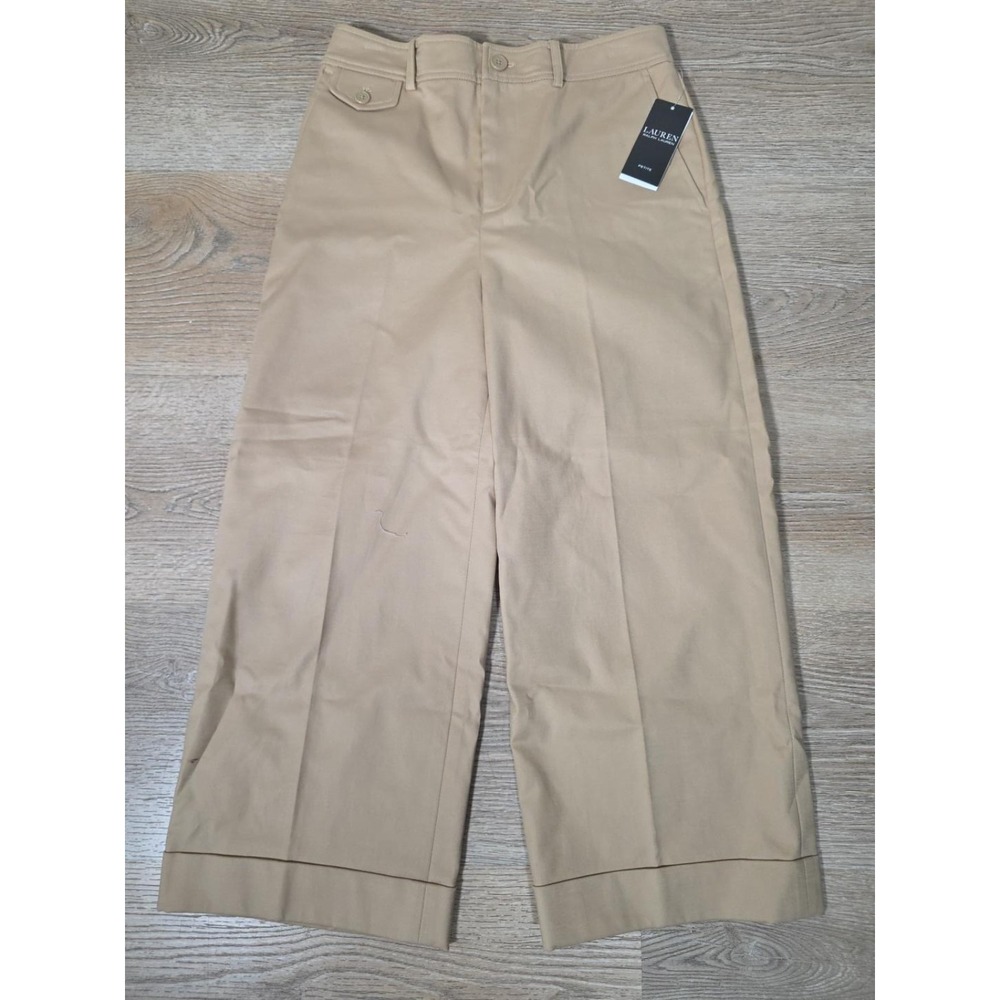 Lauren Ralph Lauren Women's Wide Leg Pants Tan Size 0P Petite NWT